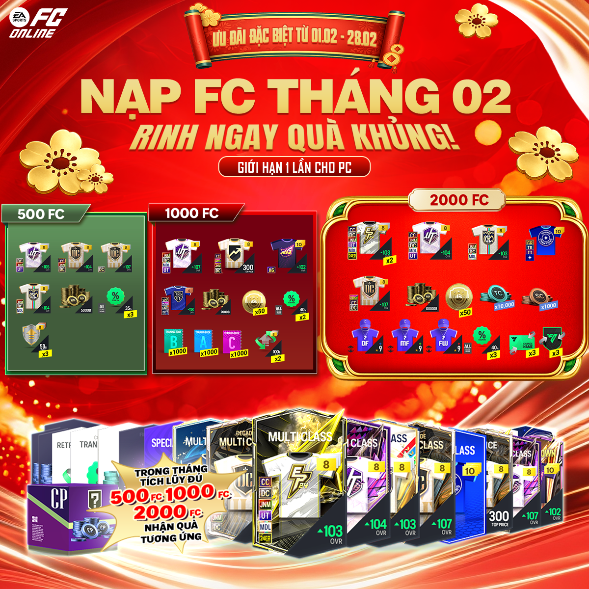 [Nạp Tích Lũy FC tháng 02]: Săn Ngay Dàn Siêu Phẩm Quốc Dân Mùa UT, MDL Mạ Vàng Ngay Hôm Nay!