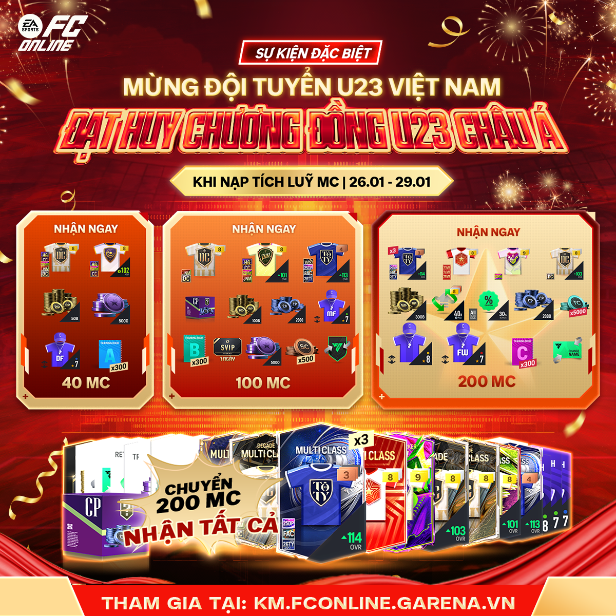 [Nạp Tích Lũy MC 26.01 – 29.01.2026] Mừng Đội Tuyển U23 Việt Nam Đạt Huy Chương Đồng U23 Châu Á